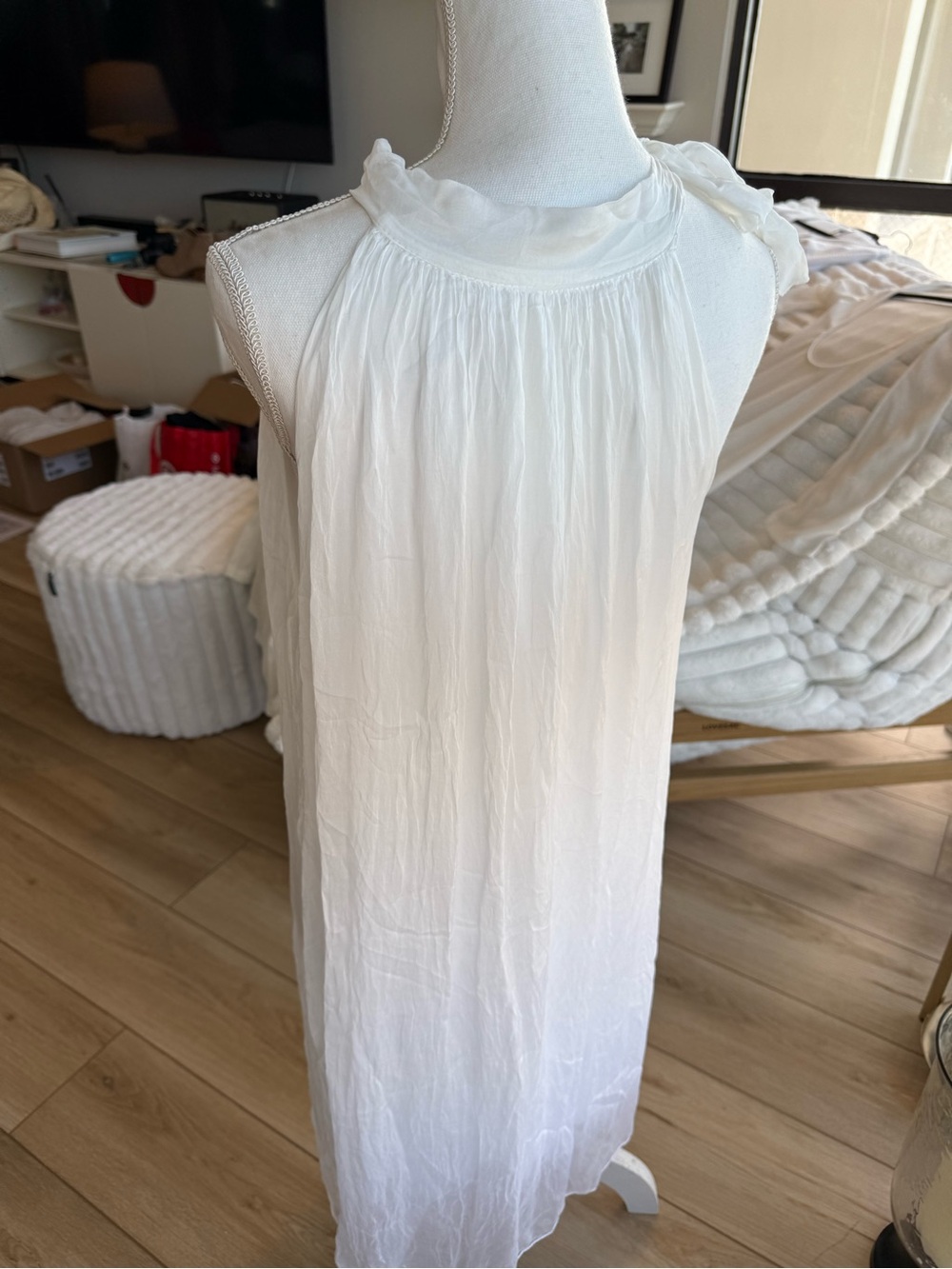 Anna White Halter Maxi Dress - Flowy Summer Style
